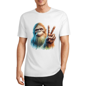 Bigfoot - Sasquatch Peace Sign Short Sleeve Cotton T-Shirt