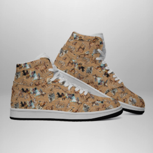 Horses Design, Men's high top, lace-up, leather shoes
