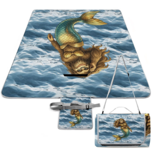Foldable Zipper Picnic Mat- Blanket 58”x58” w/ Carry Straps
