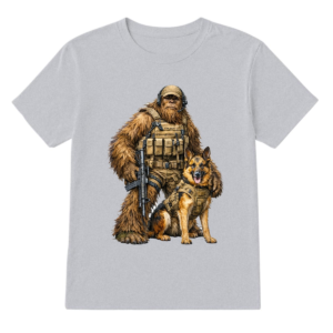 Bigfoot Sasquatch Soldier & Dog, Gildan 5000 T-Shirt